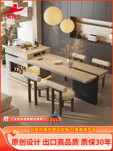 Roman Stone Rock Board Extendable Island Table Dining Table Integrated Kitchen Furniture Multi-Function Rectangular Shape