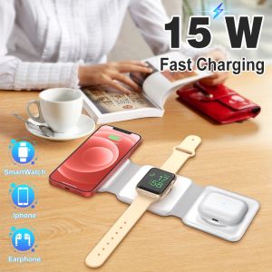 ♥Limit Free Shipping♥3 In 1 Magnetic Wireless Charger Pad Stand Foldable for iPhone 14 13 12 11 X Apple Watch AirPods 15W Fast Charging Dock Station