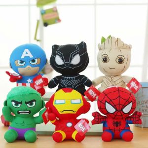 20cm Cartoon Spider Man Iron Man Captain America Plushies Groot Hulk Black Panther Plush Toy Stuffed Anime Doll Lovely Gifts