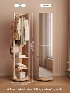 DONGMU | Giá Treo Áo Gỗ Có Thể Quay có Kệ Lưu Trữ