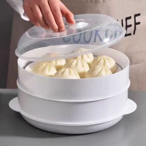 Microwave Heating Steamer Round Cooking Vegetables Food Grade Dish Rice Microwave Food Steamer Microwave Round Steamer