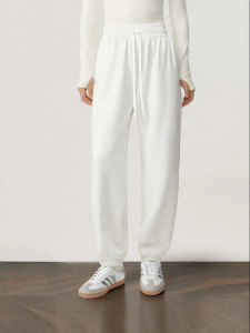 Textured Breathable White Sporty Jogger Pants