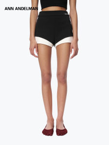 ANN ANDELMAN | Contrast Color Patchwork Fake Two-Piece Cotton Casual Shorts