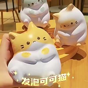 Meade | Adorable Cartoon Cat Squeeze Toy Soft PU Slow Rebound Fidget Sensory Toy Stress Relief Office Relax Holiday Gift for Adults Kids