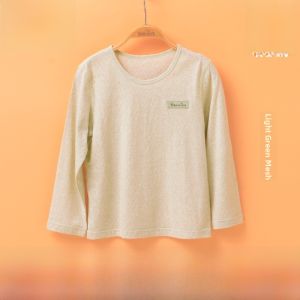 Childrens Long Sleeve T-Shirt Thin Pure Cotton A-Class Base Shirt Boy Loose Girl Top Breathable Solid Color Sleepwear