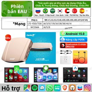 Hộp Giải Mã Carlinkit 8G+256G Android 15 Ultra CarPlay AI Box WiFi 6 Không Dây Bộ Chuyển Đổi Android Auto Nâng Cấp FOTA Chip SM6350 Hộp Truyền Hình Thông Minh