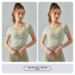 Miiow | Cat Person Yoga Wear Summer Outdoor Wear Sports T-Shirt Elastic Short Sleeve Shockproof Short Length Fixed Cup Bra Underwear