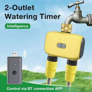Tuya WiFi Water Timer Smart 2 Outlets Irrigation Watering Syatem Automatic Irrigation Controller Timed Sprinkler for Garden Lawn