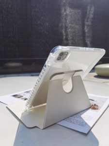 Transparent Soft Silicone Protective Case for Apple 2024 iPad pro Air6 Rotatable 10.2 Degree 9.7 8 9 10 Generation Acrylic Cover