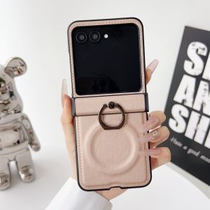 szhaiyu | 360 Rotating Ring Holder Magnetic Wireless Charging Phone Case for Motorola Razr 50 60 70 Ultra Moto Razr 50 60 70 Leather Cover