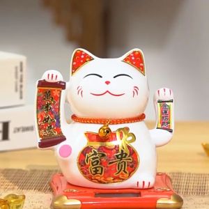 Mèo Thần Tài Vẫy Tay Năng Lượng Mặt Trời Phát Tài Phát Lộc Gốm Sứ Cao Cấp Decor Decor Phòng Trang Trí Nhà