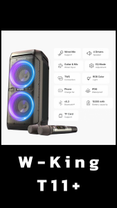 ลำโพงบลูทูธ W-KING T11+ ปาร์ตี้ 100W กันน้ำ IPX6 พร้อม ไมค์ลอย 2 ตัว แบตอึด Powerbank ในตัว ฟังชั่นครบ ประกัน 1 ปี