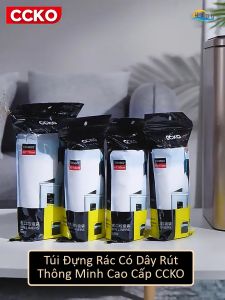 [Cuộn 60 Túi] Túi Đựng Rác Có Dây Rút Thông Minh CCKO Size 40x45cm Cho Thùng 3-10L Siêu Dai Chống Rách Chịu Nhiệt Không Rò Rỉ Cao Cấp