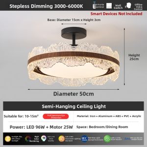 FANZHEN | Leafless Wavy Lightwave Energy-saving Ceiling Fan Lamp