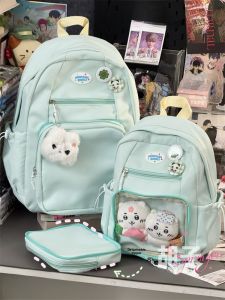 Hairy Chicken Character Large Capacity Backpack Korean Style Student Bookbag Womens Double Shoulder Bag with Pockets And Zipper