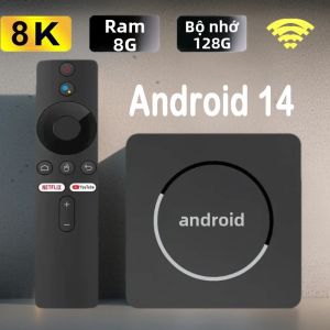 Hộp Giải Mã Truyền Hình Thông Minh Q10 Android 14 8K HDR10+ Với Trợ Lý Giọng Nói Google Chip Allwinner H313 Wifi Kép BT5.0 Bộ Nhớ 128G