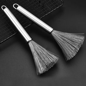 STAINLESS STEEL Long Handled Stainless Steel Brush Kitchen Wire Cleaner Pot Pan Decontamination Tool