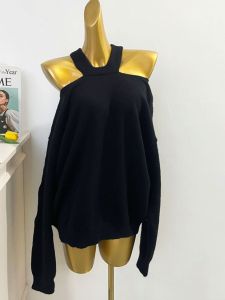 Halterneck off-the-Shoulder Pullover Sweater Womens Fall and Winter 2024 New Arrival K-style Long Sleeves Knitwear Elegant off-Shoulder Loose Tops