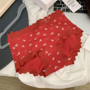 Quần Lót Nữ Màu Đỏ Rượu Vang Mới Năm Rắn Quần Lót Cưới Không Đường May Cạp Vừa Bằng Lụa Tơ Tằm Quần Lót Thoải Mái Thoáng Khí