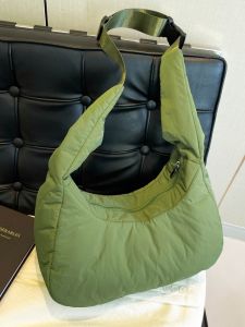 กระเป๋าสะพายข้างผู้หญิงแบบลำลอง ความจุขนาดใหญ่ กระเป๋าสตางค์ทรงหม้อหุงข้าวแบบเรียบง่าย น้ำหนักเบา กระเป๋าสะพายข้างแบบสะพายข้าง กระเป๋าถือแบบพับได้ กระเป๋าผ้าฝ้าย