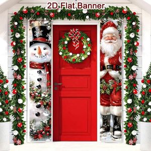 Merry Christmas Door Banner Decoration 2025 Christmas Decor for Home Xmas Hanging Ornaments Navidad Noel Gifts New Year 2026