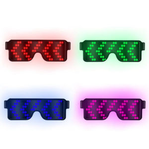 JanememoryKính LED Đèn sạc bằng USB lên kính râm phát sáng với 8 chế độ hoạt hình cho Halloween Giáng sinh và các bữa tiệc lễ hội khác nhau