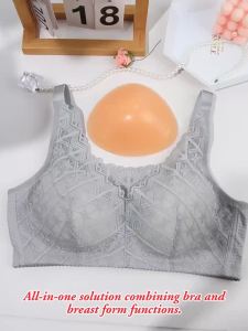 Bra With Fake Breast Form Mastectomy Post-Surgery Silicone Boobs Form Pocket Underwear For Chest Prosthesis Enhancement
