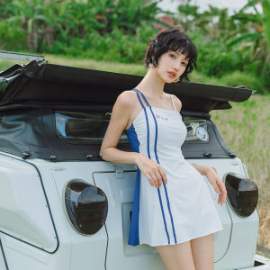 Conservative Sporty Womens Swimsuit Sweet Style Belly Covering Slimming Girl Swimwear Separate Fairy Look Nylon Spandex