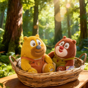 Sitting Bear and Bald Qiang Plush Toys