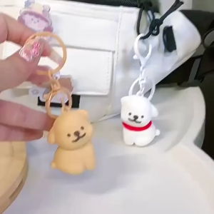 2 Pcs/set Creative Line Puppy Magnetic Keychain Cute Cartoon Schoolbag Couple Pendant Backpack Charm
