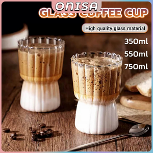 Onisa Striped Glass Coffee Cup Transparent Water Cup For Juice Coffee Glass Mug