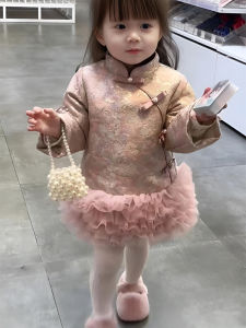 New Chinese Style Childrens Cheongsam New Year Clothes Winter New Arrival Baby Hanfu Tang Costume Girls Traditional Dress