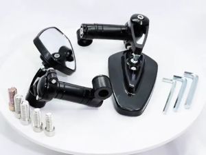 1 Pair CNC Alloy Side Mirror 360 Rotation White Glass Universal side mirror for Motorcycle Left+Right
