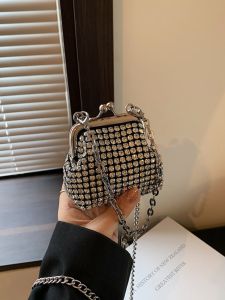 Mini Water Diamond Womens Bag New 2025 High-End Full Diamond Small Bag Elegant Chain Crossbody Fashion Clasp Bag