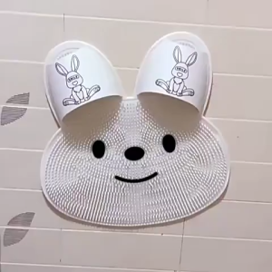 Silicone Shower Foot Scrubber Mat with Non-Slip Suction Cups Rabbit-Shaped Foot Massage Mat 搓腳墊