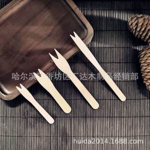 Disposable Thickened Wooden Biodegradable Individually Packaged Logo Printable Fruit Forks for Takeaway Cake And Fruits