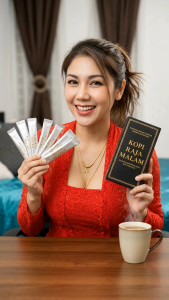 Kopi Raja Malam Premium Sachet Coffee - Easy Mix 3-in-1 - Black Box with Gold Accents - 6 Sachets