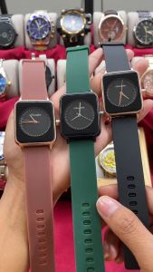 SUNLIFEX Jam Tangan Wanita Anggun Sederhana Dial Digital Tali Silikon Jam Tangan Cewek Free Box