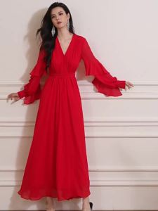 Romantic Charm Drunken Bordeaux Red Dress
