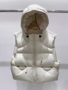 Womens Puffer Cotton Vest Autumn Winter New Style Loose Short Puff Ball Coat Hooded Jacket Quilted Outerwear Fashionable
