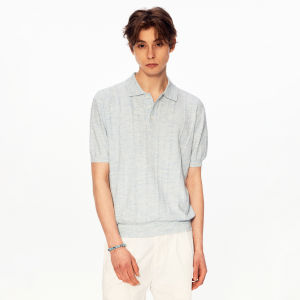 MADWITCH | Breathable Vertical Stripes Polo Neck Short Sleeve T-shirt