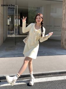 ZHANGDAREN | Đầm Dáng Suông Cổ Hải Quân Hàn Quốc Plus Size