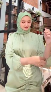 (Dijamin RealPict) Gamis Hena Polos Dress Pesta Sateen Series Size L XL XXL Gamis Muslim Andien Pearly Gamis Pesta Kondangan Premium Jumbo Murah