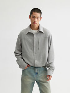 CHINISM | Faux Pocket Soft Velvet Feel Mens Shirt
