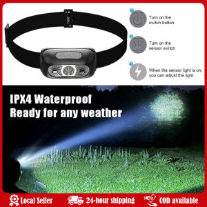 Super Bright LED Headlamp USB-C Rechargeable Sensor Headlight Waterproof Flashlight for Camping Hiking Fishing Emergenc