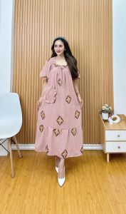 DRESS FUJI EMBOS SYIFANA CRINKLE POMPOM BEST SELLER KEKINIAN