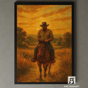 Tranh Nghệ thuật "Một Chàng Cao Bồi Miền Tây" VIETSMART ART - Sơn dầu 45 x 60cm