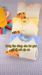 Bodysuit cho bé dài tay Hình Thú dễ thương Áo liền quần cho bé chất Trần Bông mềm mịn mẫu quần áo sơ sinh cho bé 0-12M