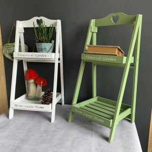 American Country Retro Solid Wood Multi-Layer Foldable Small Flower Stand Balcony Floor Trapezoidal Succulent Plant Storage Rack Wooden