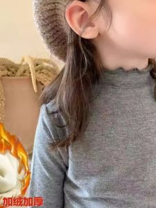 Female Little Kids Undershirt Baby Turtleneck Dralon Fall and Winter Outer Wear K-style Western Style All-Matching Comfortable Long Sleeve T-shirt Coat 1